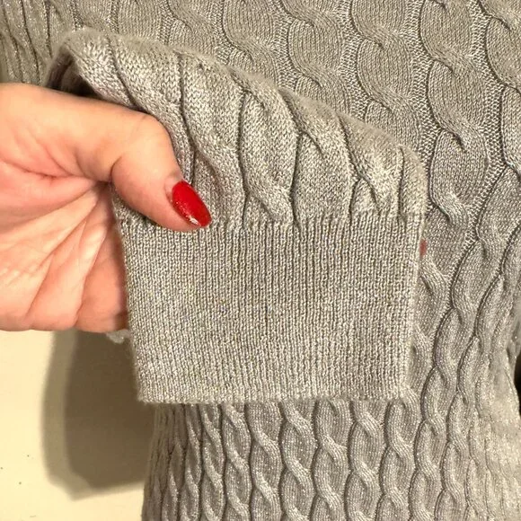 TALBOT'S   #FALL2025🍁 GRAY SWEATER w/SILVER TONE SPARKLE    XLARGE/PETITE     #1 - Picture 6 of 7